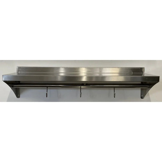 Stainless Steel Wall Shelf With Hook Rail - 900x400mm - Catering Taps