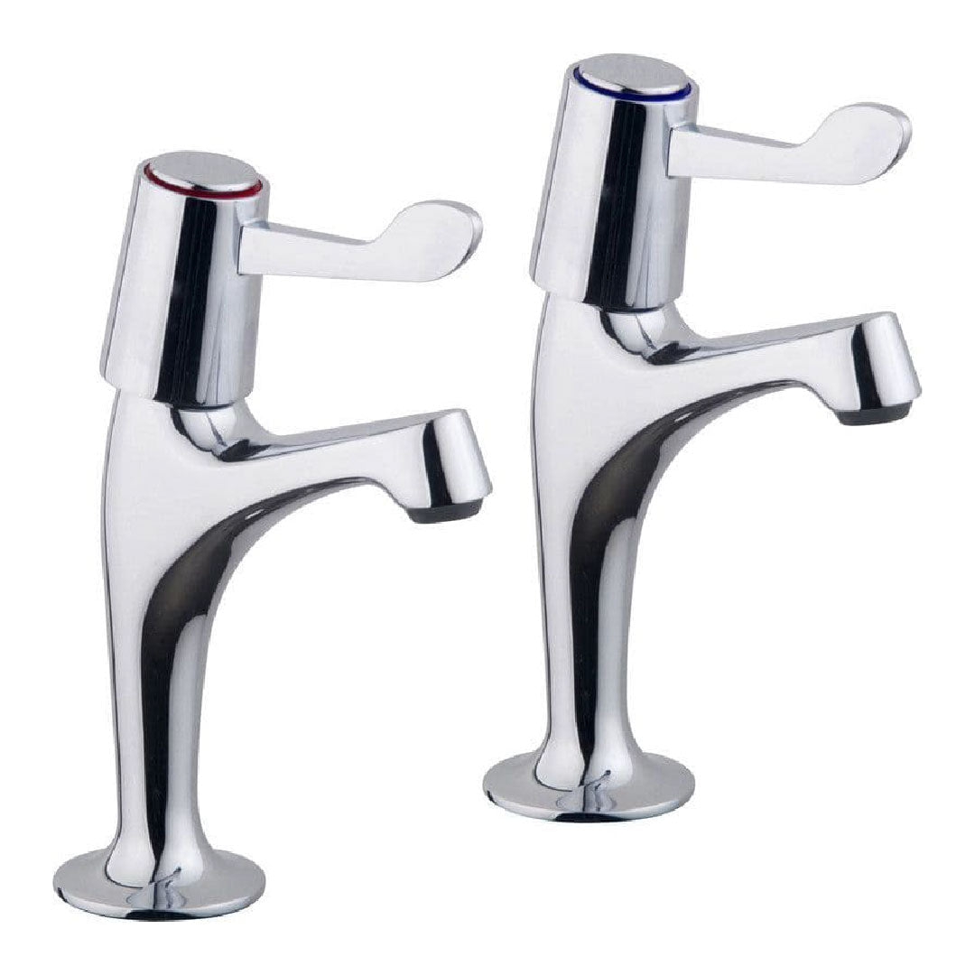 Value High Neck Lever Pillar Taps - Catering Taps
